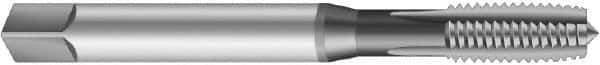 Emuge - 7/16-14 UNC 2BX 3 Flute Nitride Finish Cobalt Straight Flute Machine Tap - Modified Bottoming, Right Hand Thread, 3.937" OAL, 0.866" Thread Length, Oversize - Exact Industrial Supply