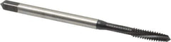 Emuge - #6-32 UNC 3 Flute 2BX Plug Spiral Flute Tap - Cobalt, Nitride Finish, 2.205" OAL, Left Hand Flute, Right Hand Thread, Series Rekord C-Ti - Apex Tool & Supply