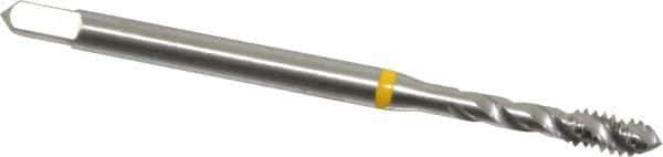 Emuge - #6-32 UNC 3 Flute 3B Modified Bottoming Spiral Flute Tap - Cobalt, Bright Finish, 2.205" OAL, Right Hand Flute, Right Hand Thread, Series Enorm - Apex Tool & Supply