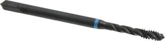 Emuge - #6-32 UNC 3 Flute 3B Modified Bottoming Spiral Flute Tap - Cobalt, Oxide Finish, 2.205" OAL, Right Hand Flute, Right Hand Thread, Series Enorm-VA - Apex Tool & Supply