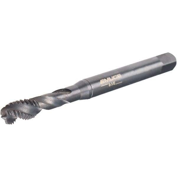 Emuge - 1/4-20 UNC 3 Flute 2B Modified Bottoming Spiral Flute Tap - Cobalt, Oxide Finish, 3.15" OAL, Right Hand Flute, Right Hand Thread, Series Enorm-VA - Apex Tool & Supply