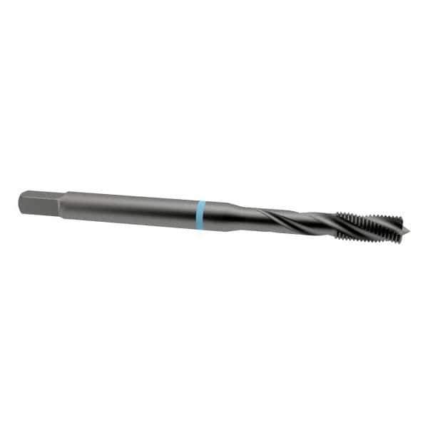 Emuge - 3/8-16 UNC 3 Flute 2B Modified Bottoming Spiral Flute Tap - Cobalt, Oxide Finish, 3.937" OAL, Right Hand Flute, Right Hand Thread, Series Enorm-VA - Apex Tool & Supply