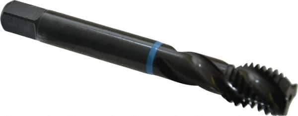 Emuge - 5/8-11 UNC 3 Flute 2B Modified Bottoming Spiral Flute Tap - Cobalt, Oxide Finish, 4.331" OAL, Right Hand Flute, Right Hand Thread, Series Enorm-VA - Apex Tool & Supply