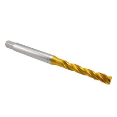 Emuge - 5/16-18 UNC 3 Flute 2B Bottoming Spiral Flute Tap - Cobalt, TiN Finish, 3.543" OAL, Right Hand Flute, Right Hand Thread, Series Enorm Z - Apex Tool & Supply