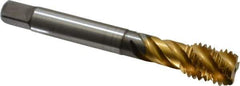 Emuge - 5/8-11 UNC 4 Flute 2B Bottoming Spiral Flute Tap - Cobalt, TiN Finish, 4.331" OAL, Right Hand Flute, Right Hand Thread, Series Enorm Z - Apex Tool & Supply