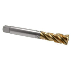 Emuge - 3/4-10 UNC 4 Flute 2B Bottoming Spiral Flute Tap - Cobalt, TiN Finish, 4.921" OAL, Right Hand Flute, Right Hand Thread, Series Enorm Z - Apex Tool & Supply