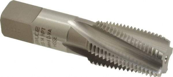 Emuge - 1/2-14 NPT, 15° Helix, 5 Flutes, Modified Bottoming Chamfer, Bright Finish, High Speed Steel, Spiral Flute Pipe Tap - Right Hand Flute, 11/16" Shank Diam, 1.38" Thread Length, 0.517-0.641" Projection, 0.515" Square Size, - Apex Tool & Supply