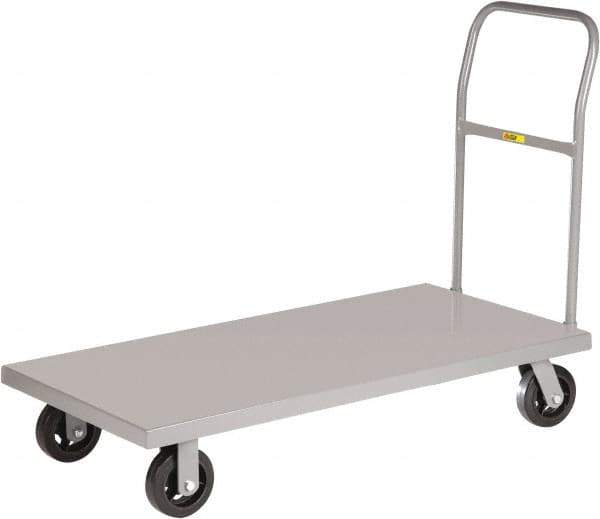 Little Giant - 1,600 Lb Capacity Steel Platform Truck - Steel Deck, 24" OAW, 36" Platform Length x 9" Platform Height, Mold On Rubber Casters - Apex Tool & Supply