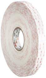 3M - 1" x 36 Yd Acrylic Adhesive Double Sided Tape - 45 mil Thick, White, Acrylic Foam Liner, Continuous Roll, Series 4950 - Apex Tool & Supply