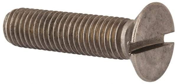 Value Collection - M12x1.75 Metric Coarse, 50mm OAL Slotted Drive Machine Screw - Flat Head, Grade 316 & A4 Stainless Steel, Uncoated, Without Washer - Apex Tool & Supply