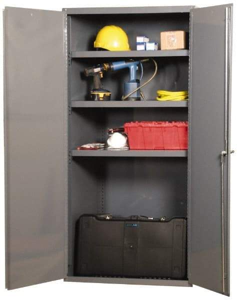 Durham - 3 Shelf Locking Storage Cabinet - Steel, 36" Wide x 18" Deep x 60" High, Beige - Apex Tool & Supply