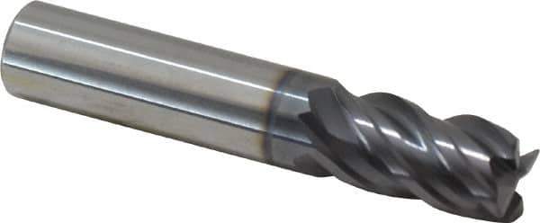 ProMax - 3/8", 4 Flute, Single End, Solid Carbide, 0.02" Corner Radius End Mill - 2" OAL, 40° Helix, Right Hand Flute, 5/8" LOC, Right Hand Cut - Apex Tool & Supply