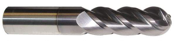 ProMax - 5/8" Diam, 1-1/4" LOC, 4 Flute Solid Carbide Ball End Mill - AlTiN Finish, Single End, 3-1/2" OAL, 5/8" Shank Diam, Spiral Flute - Apex Tool & Supply