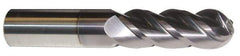 ProMax - 5/8" Diam, 1-1/4" LOC, 4 Flute Solid Carbide Ball End Mill - AlTiN Finish, Single End, 3-1/2" OAL, 5/8" Shank Diam, Spiral Flute - Apex Tool & Supply