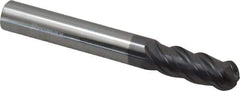 ProMax - 5/16" Diam, 3/4" LOC, 4 Flute Solid Carbide Ball End Mill - AlTiN Finish, Single End, 2-1/2" OAL, 5/16" Shank Diam, Spiral Flute - Apex Tool & Supply