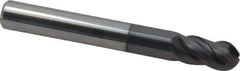 ProMax - 5/16" Diam, 1/2" LOC, 4 Flute Solid Carbide Ball End Mill - AlTiN Finish, Single End, 2-1/2" OAL, 5/16" Shank Diam, Spiral Flute - Apex Tool & Supply