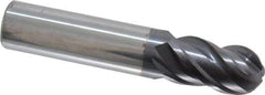 ProMax - 3/8" Diam, 5/8" LOC, 4 Flute Solid Carbide Ball End Mill - AlTiN Finish, Single End, 2" OAL, 3/8" Shank Diam, Spiral Flute - Apex Tool & Supply