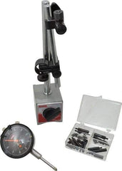 SPI - 0.001" Graduation, 0-100 Dial Reading, Dial Indicator & Base Kit - 63mm Base Length x 50mm Base Width x 55mm Base Height, 2" Dial Diam - Apex Tool & Supply