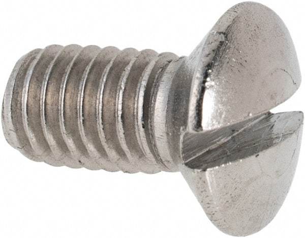 Value Collection - M6x1.00 Metric Coarse, 12mm OAL Slotted Drive Machine Screw - Oval Head, Grade 316 & A4 Stainless Steel, Uncoated, Without Washer - Apex Tool & Supply
