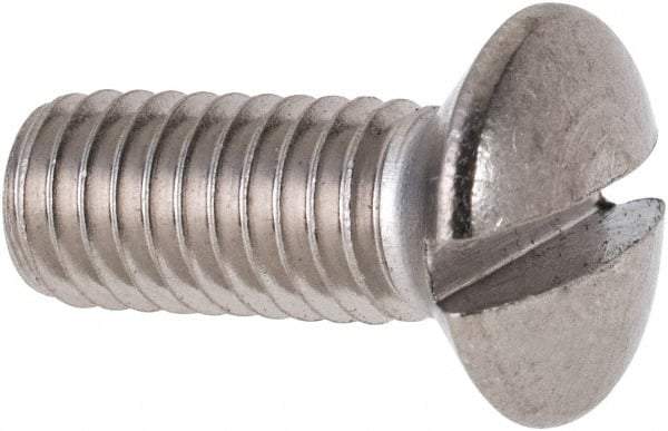 Value Collection - M6x1.00 Metric Coarse, 16mm OAL Slotted Drive Machine Screw - Oval Head, Grade 316 & A4 Stainless Steel, Uncoated, Without Washer - Apex Tool & Supply