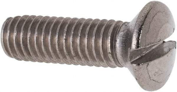 Value Collection - M6x1.00 Metric Coarse, 20mm OAL Slotted Drive Machine Screw - Oval Head, Grade 316 & A4 Stainless Steel, Uncoated, Without Washer - Apex Tool & Supply