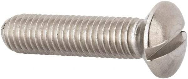 Value Collection - M8x1.25 Metric Coarse, 35mm OAL Slotted Drive Machine Screw - Oval Head, Grade 316 & A4 Stainless Steel, Uncoated, Without Washer - Apex Tool & Supply