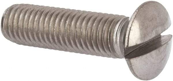 Value Collection - M10x1.50 Metric Coarse, 40mm OAL Slotted Drive Machine Screw - Oval Head, Grade 316 & A4 Stainless Steel, Uncoated, Without Washer - Apex Tool & Supply