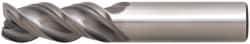 Niagara Cutter - 1/2", 3 Flute, Single End, Solid Carbide, 0.09" Corner Radius End Mill - 4" OAL, 45° Helix, Right Hand Flute, 2" LOC, Right Hand Cut - Apex Tool & Supply