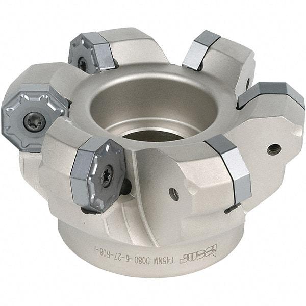 Iscar - 64.8mm Cut Diam, 22mm Arbor Hole, 7.15mm Max Depth of Cut, 45° Indexable Chamfer & Angle Face Mill - 5 Inserts, S845 SX.U 16.. Insert, Right Hand Cut, 5 Flutes, Through Coolant, Series Helido - Apex Tool & Supply