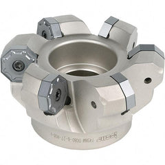 Iscar - 64.8mm Cut Diam, 22mm Arbor Hole, 7.15mm Max Depth of Cut, 45° Indexable Chamfer & Angle Face Mill - 5 Inserts, S845 SX.U 16.. Insert, Right Hand Cut, 5 Flutes, Through Coolant, Series Helido - Apex Tool & Supply