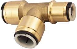 Watts - 3/4 x 1/2 x 3/4" Outside Diam, Lead Free Brass Push-to-Connect Tube Union Tee - 250 Max psi, Tube to Tube Connection, EPDM O-Ring, Lead-Free - Apex Tool & Supply