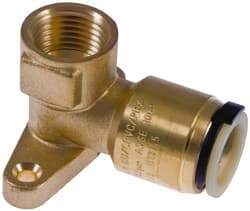 Watts - 1/2" Outside Diam, 1/2 FPT, Lead Free Brass Push-to-Connect Tube Female Drop Ear Elbow - 250 Max psi, Tube to Female NPT Connection, EPDM O-Ring, Lead-Free - Apex Tool & Supply