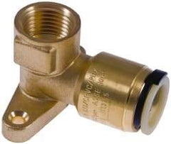 Watts - 1/2" Outside Diam, 1/2 FPT, Lead Free Brass Push-to-Connect Tube Female Drop Ear Elbow - 250 Max psi, Tube to Female NPT Connection, EPDM O-Ring, Lead-Free - Apex Tool & Supply