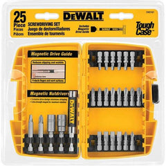 DeWALT - 25 Piece, Screwdriver Bit Set - SQ1, SQ2, SQ3, 1/4" Drive - Apex Tool & Supply