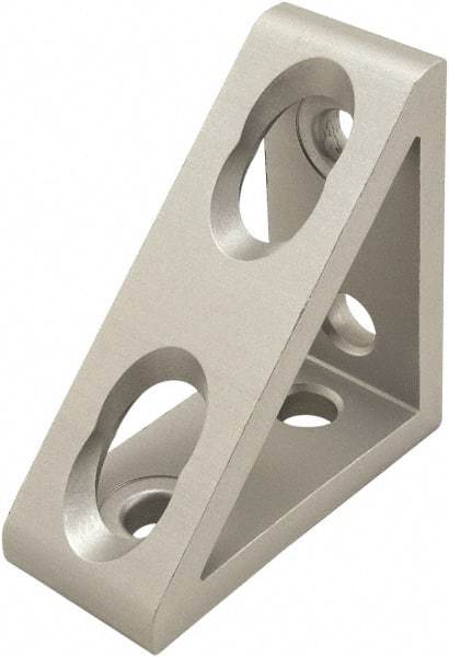 80/20 Inc. - 50mm Wide, Open Shelving 4 Hole Inside Corner Gusset - Aluminum, Clear Anodized Finish, 22mm Long, Use with 25 Series & Bolt Kit 75-3404 - Apex Tool & Supply