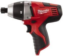 Milwaukee Tool - 12 Volts, Lithium-Ion Battery, 1/4 Inch Keyless Chuck, Pistol Grip Cordless Drill - 250, 750 RPM, 60 Inch/Lbs. Torque, Reversible - Apex Tool & Supply