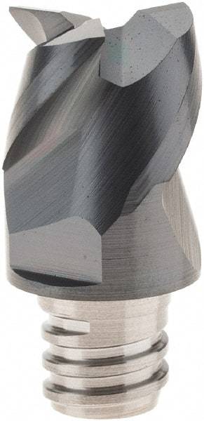 Iscar - MM EC Grade IC908 Carbide End Milling Tip Insert - TiAlN Finish, 3 Flutes, 10mm Cutting Diam, 7mm Depth of Cut, 13mm Extension, 45° Helix - Apex Tool & Supply