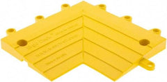 Wearwell - 0.75' Long x 0.5' Wide x 7/8" Thick, Anti-Fatigue Modular Matting Corner Ramp Edge - Male, 2 Interlocking Sides, Yellow, For Dry & Wet Areas, Series 564 - Apex Tool & Supply