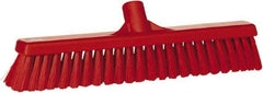 Vikan - 16" Fine Particle Synthetic Push Broom - 2" Bristle Length, Plastic Block, European Threaded Handle Connection - Apex Tool & Supply