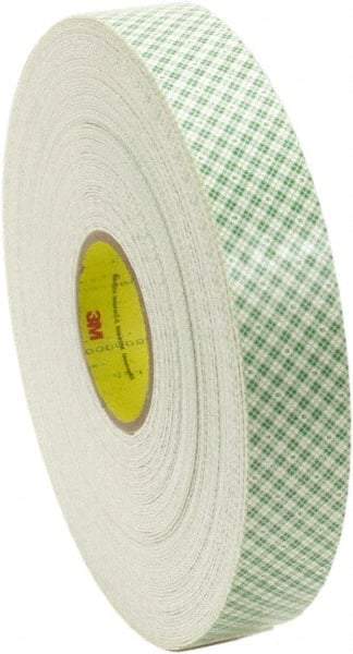 3M - 1/2" x 36 Yd Acrylic Adhesive Double Sided Tape - 62 mil Thick, Off-White, Foam Liner - Apex Tool & Supply