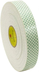 3M - 1/2" x 36 Yd Acrylic Adhesive Double Sided Tape - 62 mil Thick, Off-White, Foam Liner - Apex Tool & Supply