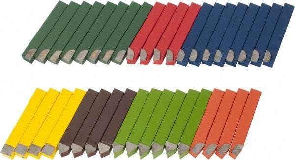 Value Collection - 38 Pieces, 1/2 Inch Wide Bit, Grade C5, Carbide Tool Bit Set - AL, AR, BL, BR, C, D, E Tool Bit Styles - Exact Industrial Supply