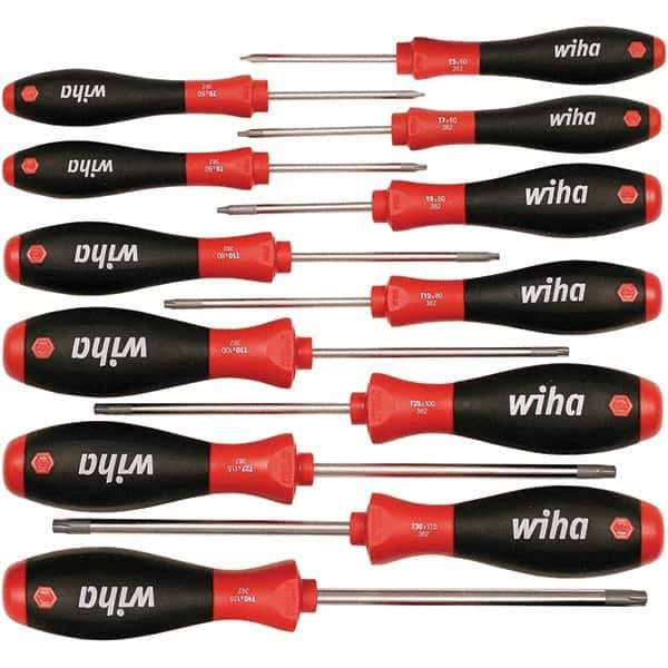 Wiha - 12 Piece Torx Screwdriver Set - Bit Sizes: Torx T-5, T-6, TORXr bits included: T7, T8, T10, T15, T20, T25, T27, T30 & T40, Comes in Box - Apex Tool & Supply
