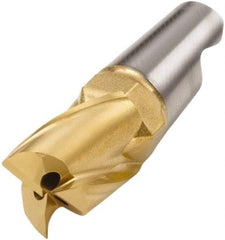 Seco - MM10 M03 Grade F40M Carbide End Milling Tip Insert - TiAlN/TiN Finish, 3 Flutes, 3/8" Cutting Diam, 0.467" Depth of Cut, 0.619" Extension, 0.012" Cnr Rad, 30° Helix - Apex Tool & Supply
