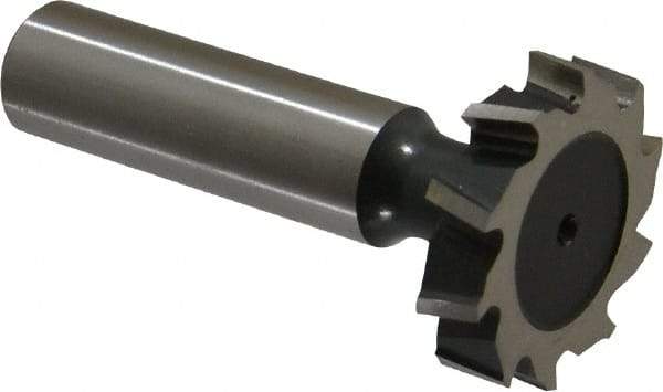 Interstate - 1-1/8" Diam x 1/4" Face Width, Cobalt, 12 Teeth, Shank Connection Woodruff Keyseat Cutter - Uncoated, 2-1/4" OAL x 1/2" Shank, Staggered Teeth, ANSI 809, Old Standard 18 - Apex Tool & Supply