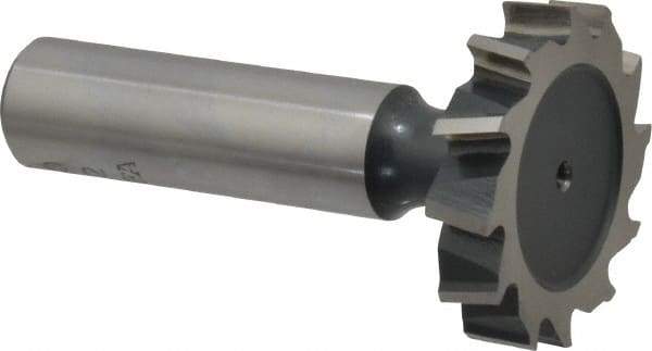 Interstate - 1-1/4" Diam x 1/4" Face Width, Cobalt, 14 Teeth, Shank Connection Woodruff Keyseat Cutter - Uncoated, 2-1/4" OAL x 1/2" Shank, Staggered Teeth, ANSI 810, Old Standard 21 - Apex Tool & Supply