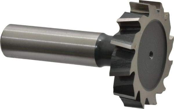Interstate - 1-1/2" Diam x 5/16" Face Width, Cobalt, 16 Teeth, Shank Connection Woodruff Keyseat Cutter - Uncoated, 2-5/16" OAL x 1/2" Shank, Staggered Teeth, ANSI 1012, Old Standard 25 - Apex Tool & Supply