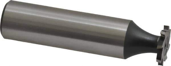 Interstate - 1/2" Diam x 1/16" Face Width, High Speed Steel, 8 Teeth, Shank Connection Woodruff Keyseat Cutter - Uncoated, 2-1/16" OAL x 1/2" Shank, Staggered Teeth, ANSI 204, Old Standard 1 - Apex Tool & Supply