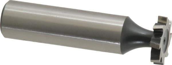 Interstate - 5/8" Diam x 1/8" Face Width, High Speed Steel, 8 Teeth, Shank Connection Woodruff Keyseat Cutter - Uncoated, 2-1/8" OAL x 1/2" Shank, Staggered Teeth, ANSI 405, Old Standard 5 - Apex Tool & Supply