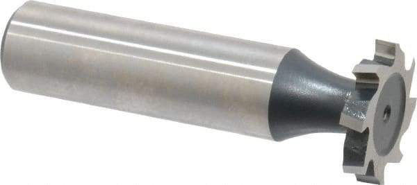 Interstate - 3/4" Diam x 1/8" Face Width, High Speed Steel, 10 Teeth, Shank Connection Woodruff Keyseat Cutter - Uncoated, 2-1/8" OAL x 1/2" Shank, Staggered Teeth, ANSI 406, Old Standard 7 - Apex Tool & Supply